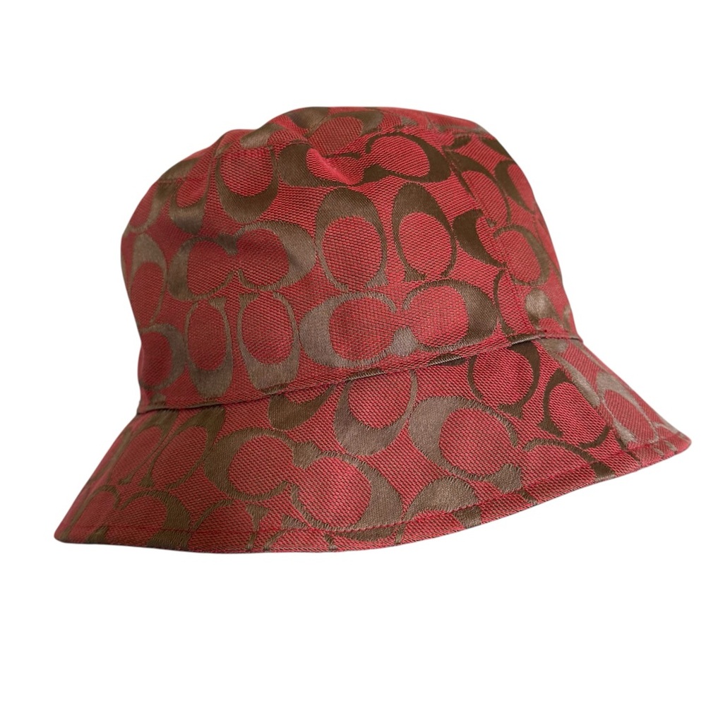 Coach Red Signature Jacquard Bucket Hat Size P/S